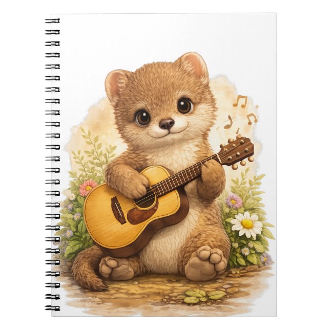 Cute Weasel Guitar Spiral Notebook Notizblock (Vorderseite)