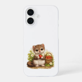 Cute Weasel Strawberry iPhone Case – Kawaii 16 Hülle
