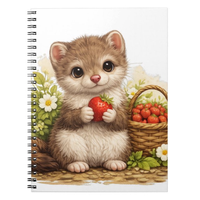 Cute Weasel Strawberry Kawaii Notebook Notizblock (Vorderseite)