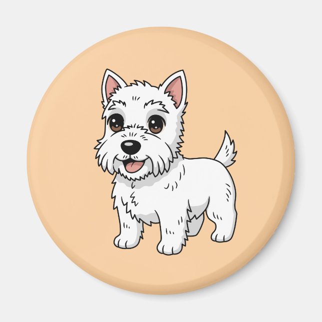 Cute West Highland White Terrier Dog Beige Magnet (Vorne)