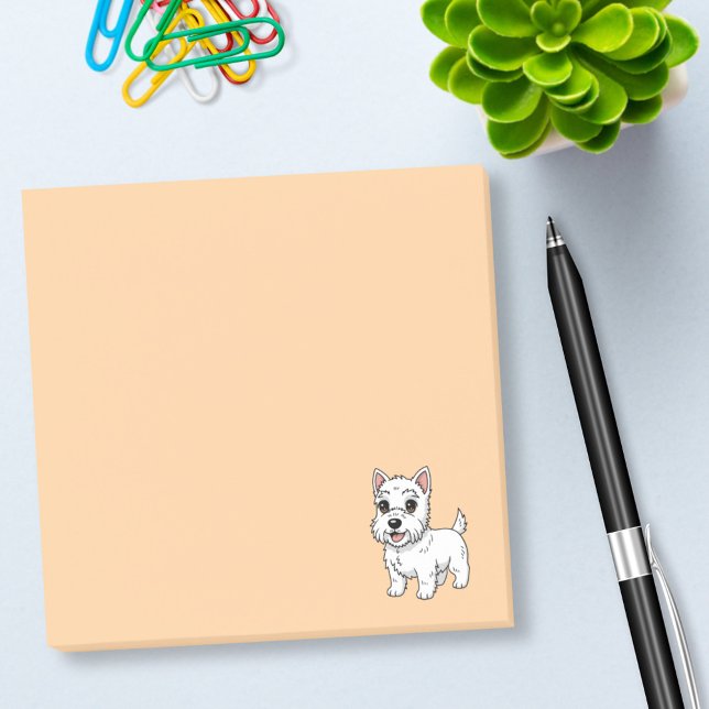 Cute West Highland White Terrier Dog Beige Post-it Klebezettel (Von Creator hochgeladen)