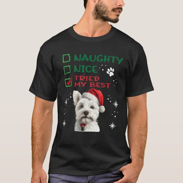 Cute West Highland White Terrier Dog Christmas Nau T-Shirt (Vorderseite)