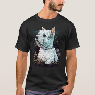 Cute West Highland White Terrier Dog on Westie Lov T-Shirt