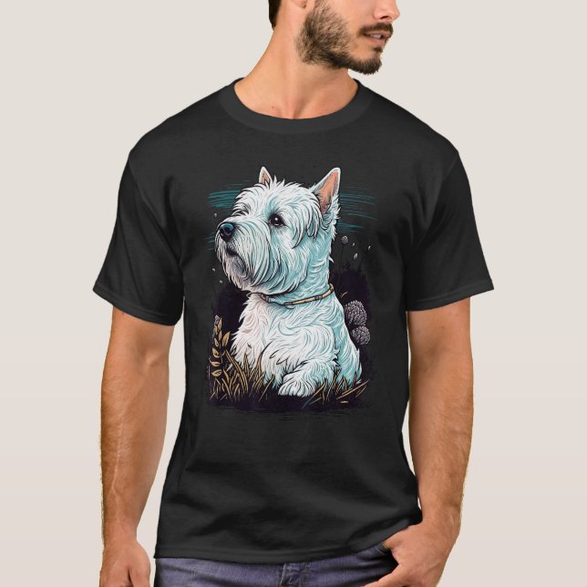Cute West Highland White Terrier Dog on Westie Lov T-Shirt (Vorderseite)