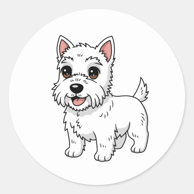 Cute West Highland White Terrier Dog Runder Aufkleber (Vorderseite)
