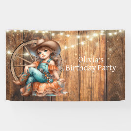 Cute Western Cowgirl Birthday Party Banner