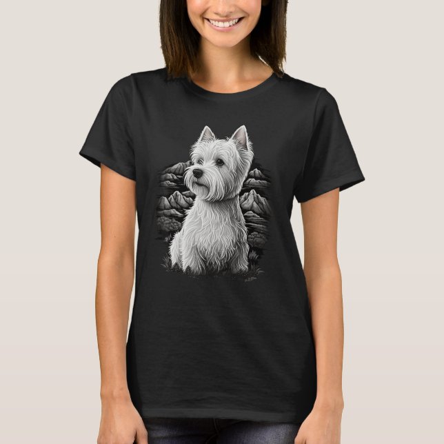 Cute Westie Dog on West Highland White Terrier Lov T-Shirt (Vorderseite)