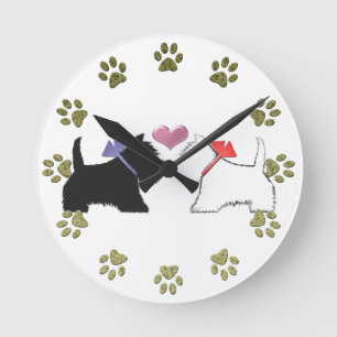 Cute Westie Dogs Art Runde Wanduhr
