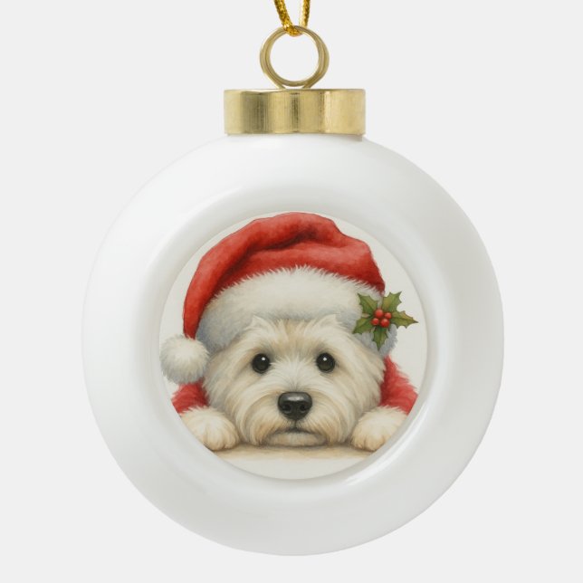 Cute Westie Keramik Kugel-Ornament (Vorderseite)