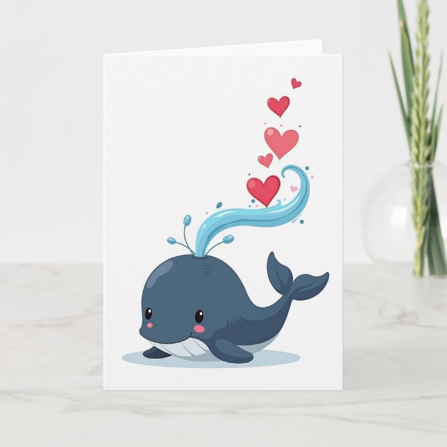 Cute Whale Love Stream Card Karte (Vorderseite)