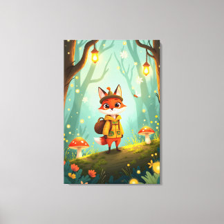 Cute Whimsical Cartoon Fox Leinwanddruck