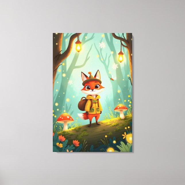 Cute Whimsical Cartoon Fox Leinwanddruck (Vorderseite)