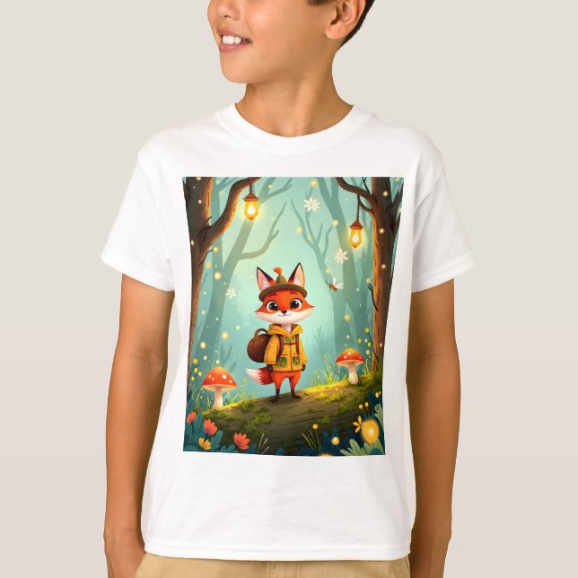 Cute Whimsical Cartoon Fox T-Shirt (Vorderseite)