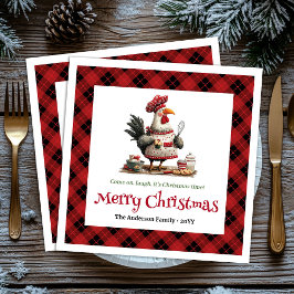 Cute Whimsical Chickens Editable Cartoon Style Serviette