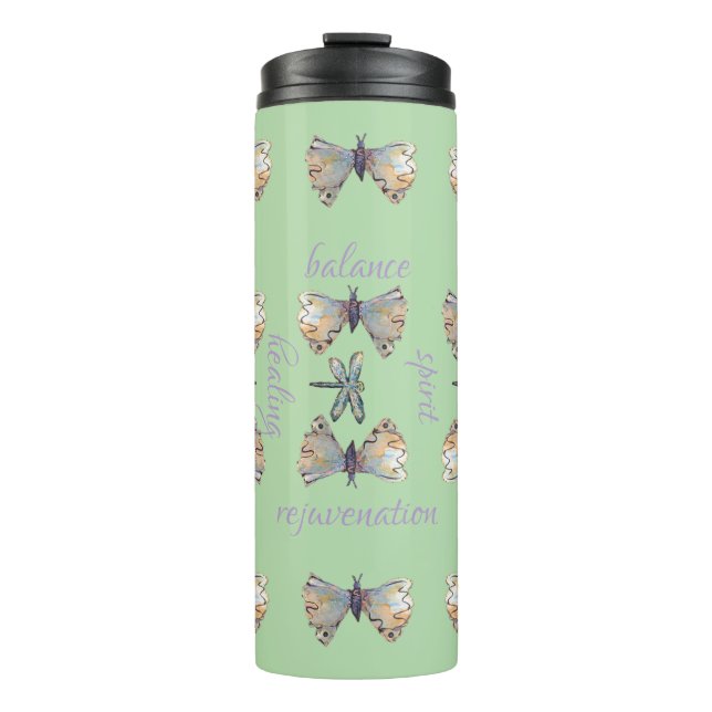 Cute Whimsical Dragonfly Butterfly Maureen Girard Thermosbecher (Vorderseite)