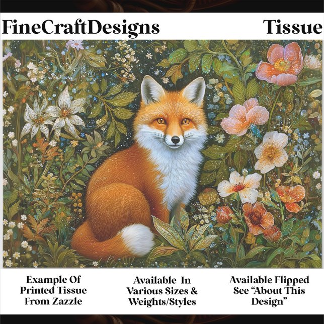 Cute Whimsical Forest Fox, Flowers ET9L Decoupage  Seidenpapier (Von Creator hochgeladen)