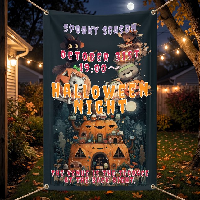 Cute Whimsical Halloween Night Outdoor Banner (Von Creator hochgeladen)