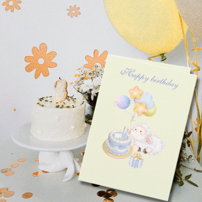 Cute  whimsical Pastel Lamb Birthday Design Karte (Von Creator hochgeladen)