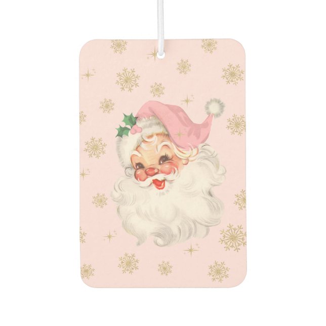 Cute Whimsical Retro Pink Santa Christmas Pattern Autolufterfrischer (Vorderseite)