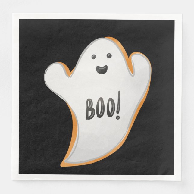 CUTE WHITE AND ORANGE HALLOWEEN GHOST SERVIETTE (Vorderseite)