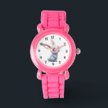 Cute White Bunny with Big Blue Eyes Black Numbers Armbanduhr<br><div class="desc">Cute little bunny rabbit</div>