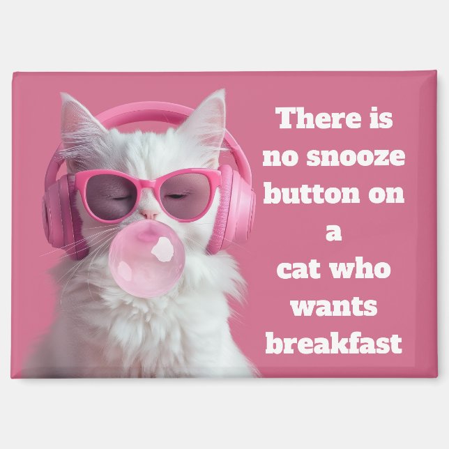  Cute  White Cat  – Personalized Magnet (Vorderseite)