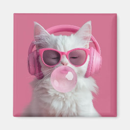 Cute White Cat – Personalized Magnet