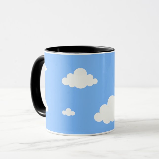 Cute white clouds seamless pattern sky blue coffee tasse (Vorderseite Links)