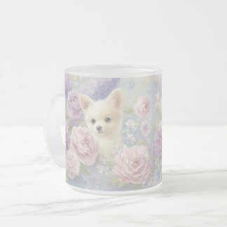 cute white puppy with flowers mattglastasse