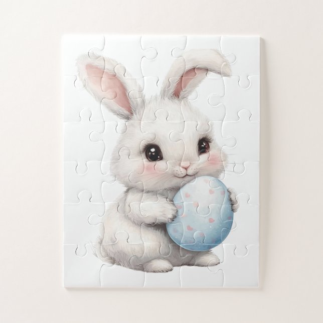 Cute White Rabbit Bunny Puzzles  (Vertikal)