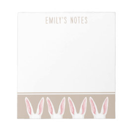 Cute White Watercolor Bunny Ears On Beige Easter Notizblock