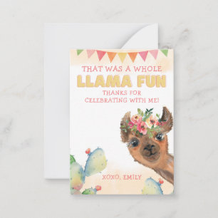 Cute Whole Llama Fun Birthday Thank You Mitteilungskarte