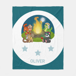 Cute Wild Animals Jungle Night Camping Party Kids Fleecedecke