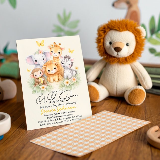 Cute Wild One Safari Animals e Baby Shower  Einladung (Von Creator hochgeladen)