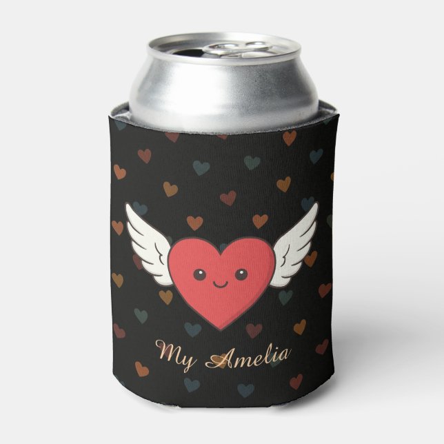 Cute Winged Heart Can Cooler – Valentine Gift Dosenkühler (Kanne Vorderseite)