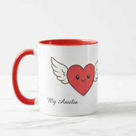 Cute Winged Heart Love Mug – Valentine’s Day Gift Tasse
