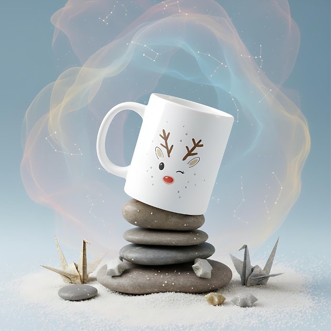  Cute winking rudolph reindeer christmas Jumbo-Tasse (Von Creator hochgeladen)