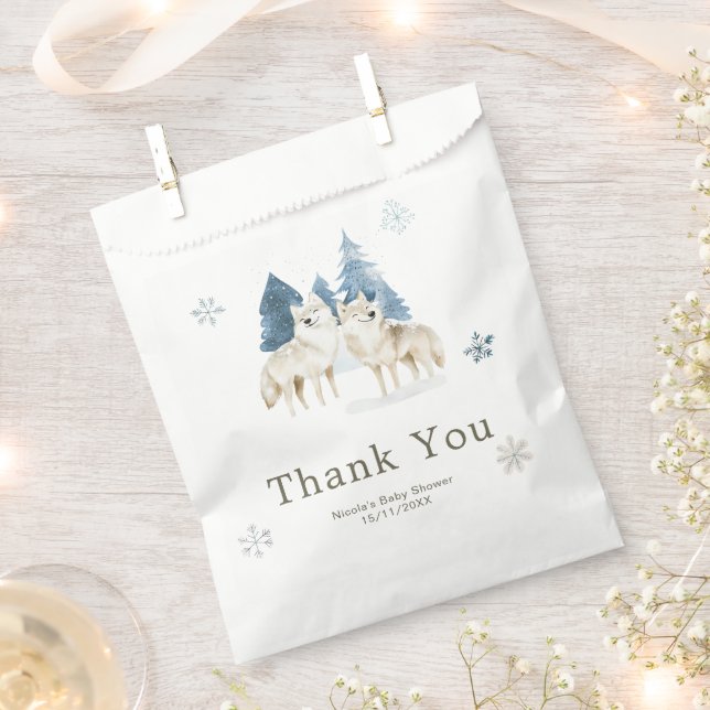 Cute Winter Arctic Wolf Baby Shower Geschenktütchen (Ausgeschnitten)