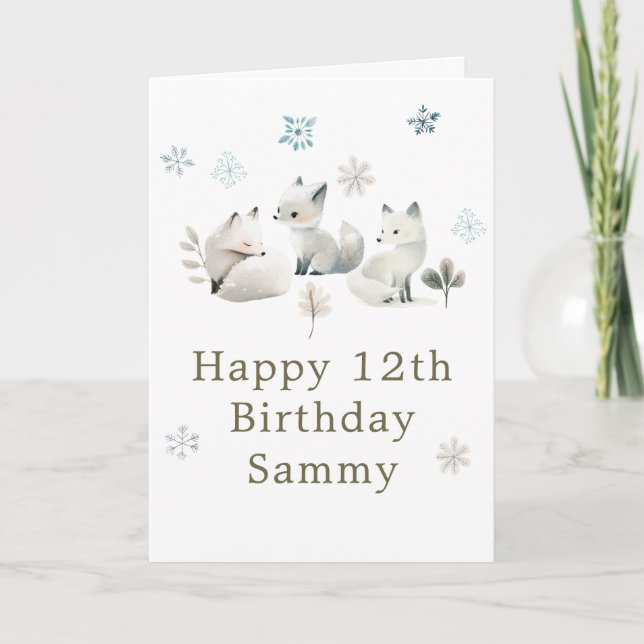 Cute Winter Arctic Wolf Birthday Party Karte (Vorderseite)