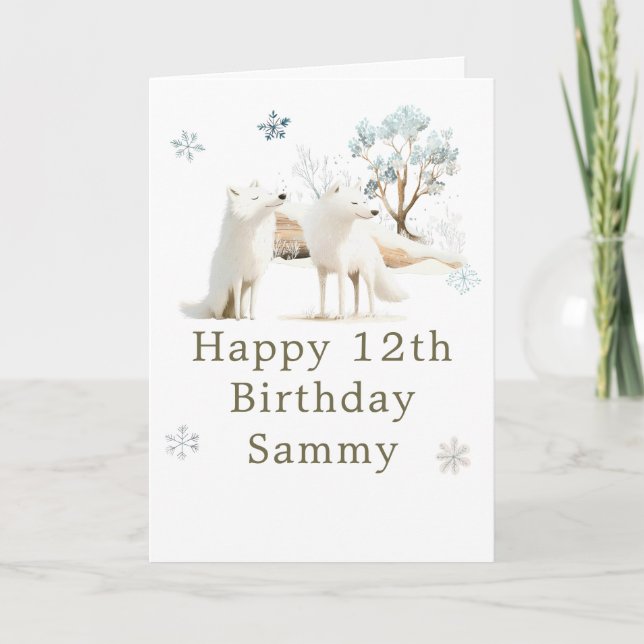 Cute Winter Arctic Wolf Birthday Party Karte (Vorderseite)
