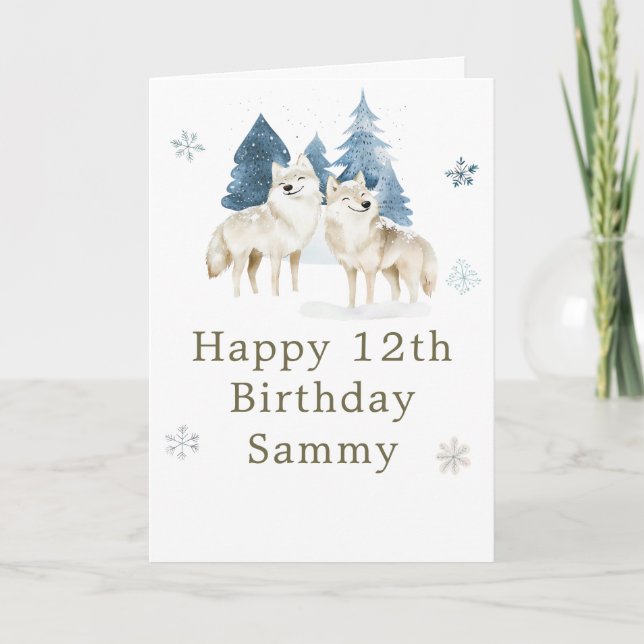 Cute Winter Arctic Wolf Birthday Party Karte (Vorderseite)