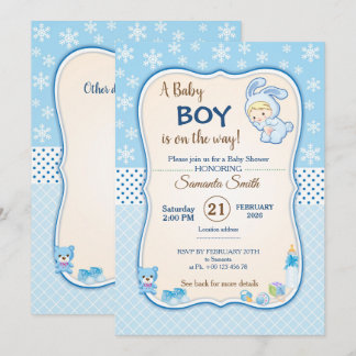 Cute Winter Banny Baby Shower Invitation Einladung