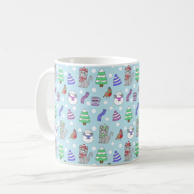 Cute Winter Cat Collage Kaffeetasse (Vorderseite Links)