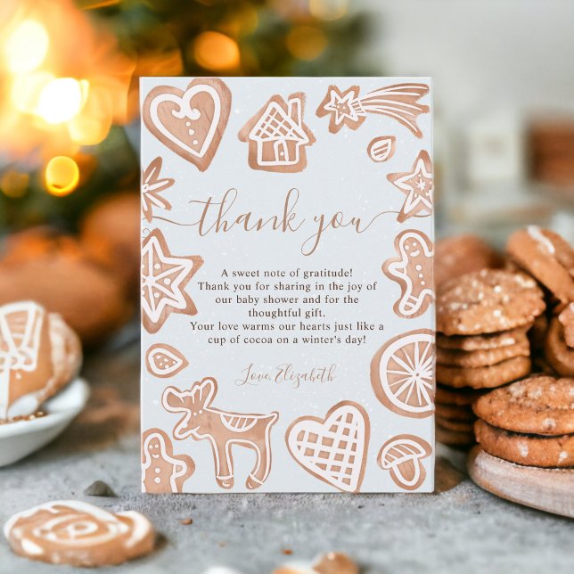 Cute winter Christmas little cookie baby shower Dankeskarte (Cute winter Christmas little cookie baby shower Thank You Card)