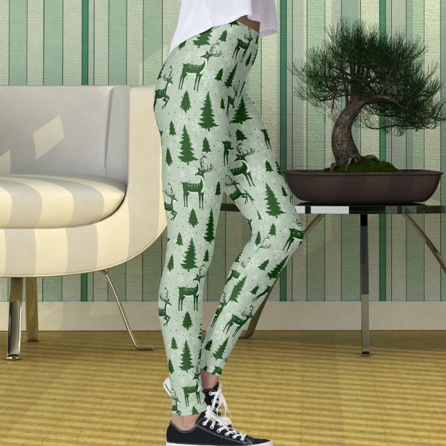 Cute Winter Christmas Reindeer Snowflakes Pattern Leggings (Von Creator hochgeladen)