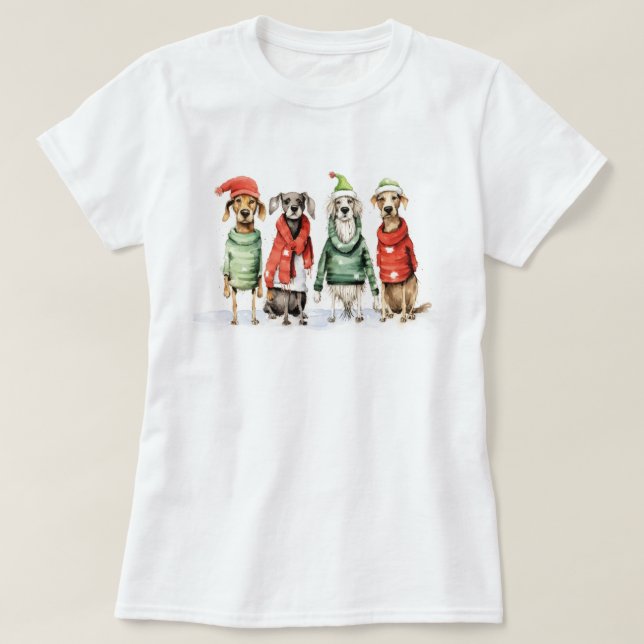Cute Winter Dogs Sweater Furry & Bright Christmas  T-Shirt (Design vorne)