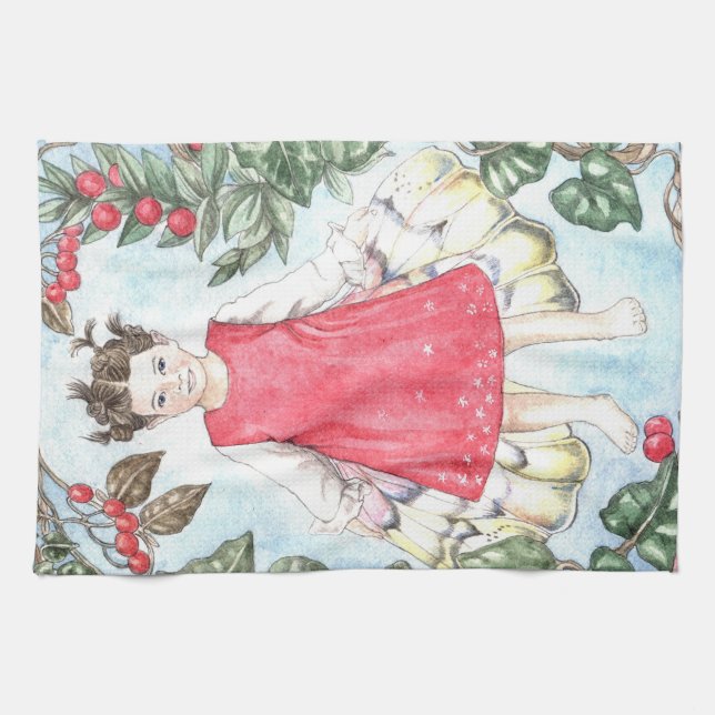 Cute Winter Fairy Kitchen Towel Geschirrtuch (Horizontal)