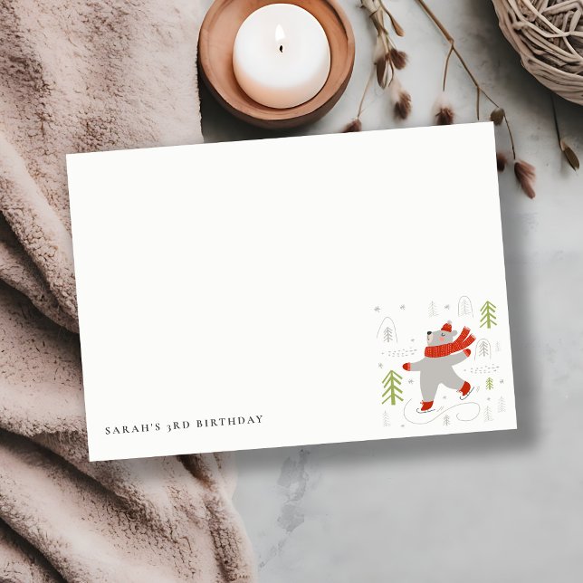 Cute Winter Forest Bear Ski Any Age Kids Mitteilungskarte (Von Creator hochgeladen)