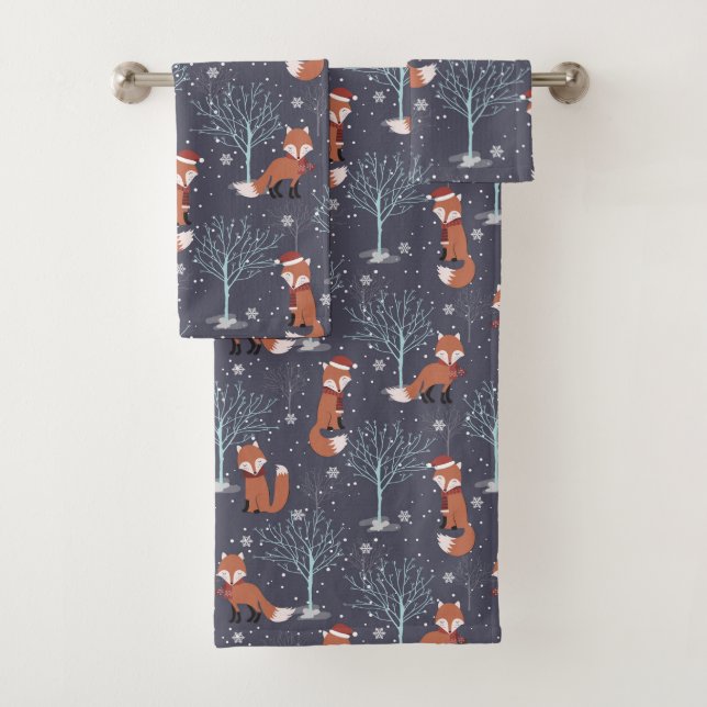 Cute Winter Foxes Badhandtuch Set (Insitu)
