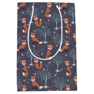 Cute Winter Foxes Mittlere Geschenktüte